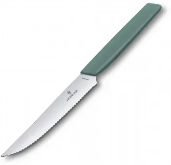 Нож кухонный Victorinox Swiss Modern 6.9006.12W43 стальной столовый для стейка лезв.120мм серрейт. заточка шалфеевый - фото 4