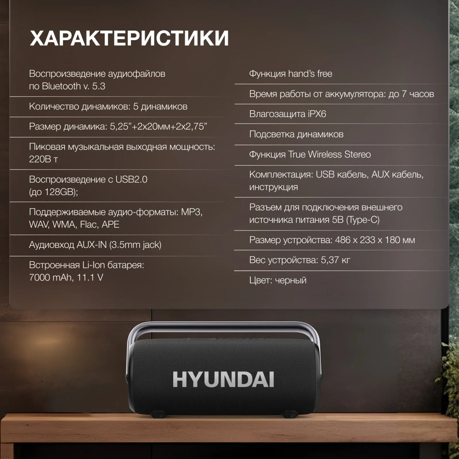 Колонка порт. Hyundai Select H-PS1029 черный 220W 2.1 BT 10м 4800mAh - фото 7