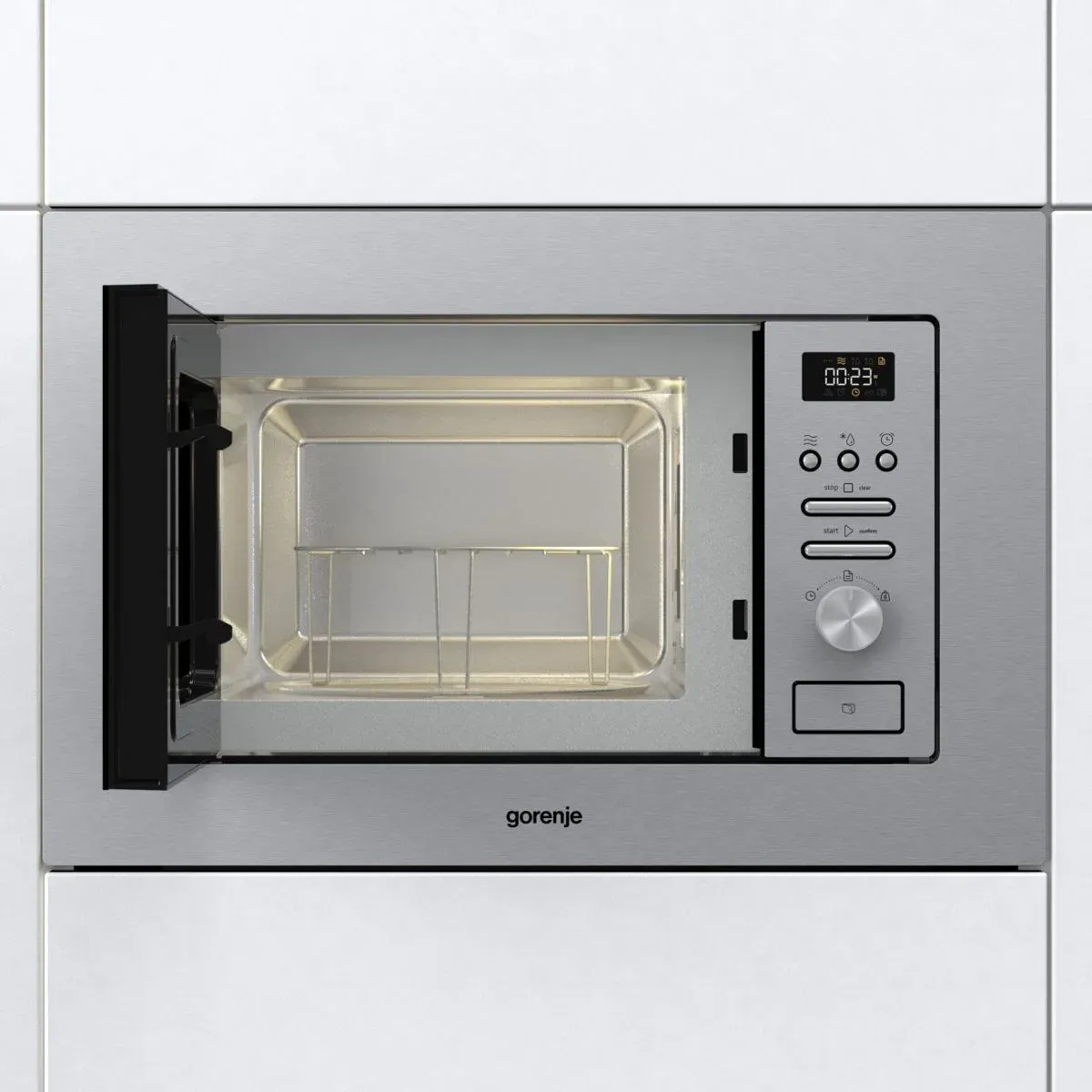 Микроволновая печь Gorenje BMI201AG1X 20л. 800Вт нержавеющая сталь/черный встраиваемая, 20 л - фото 7