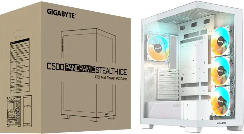 Корпус Gigabyte GB-C500PI ST белый без БП ATX 6x120mm 3x140mm 2xUSB3.0 audio bott PSU - фото 7