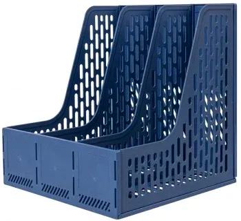 Лоток вертикальный Deli E9843 BLUE 3отд. сборный для бумаг 250x257x275мм синий пластик - фото 3