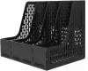 Лоток вертикальный Deli E9844 BLACK 4отд. сборный для бумаг 325x257x275мм черный пластик - фото 5