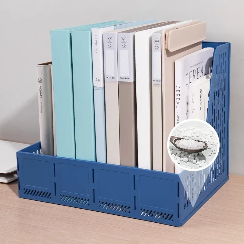 Лоток вертикальный Deli E9844 BLUE 4отд. сборный для бумаг 325x257x275мм синий пластик пластиковый пакет - фото 2