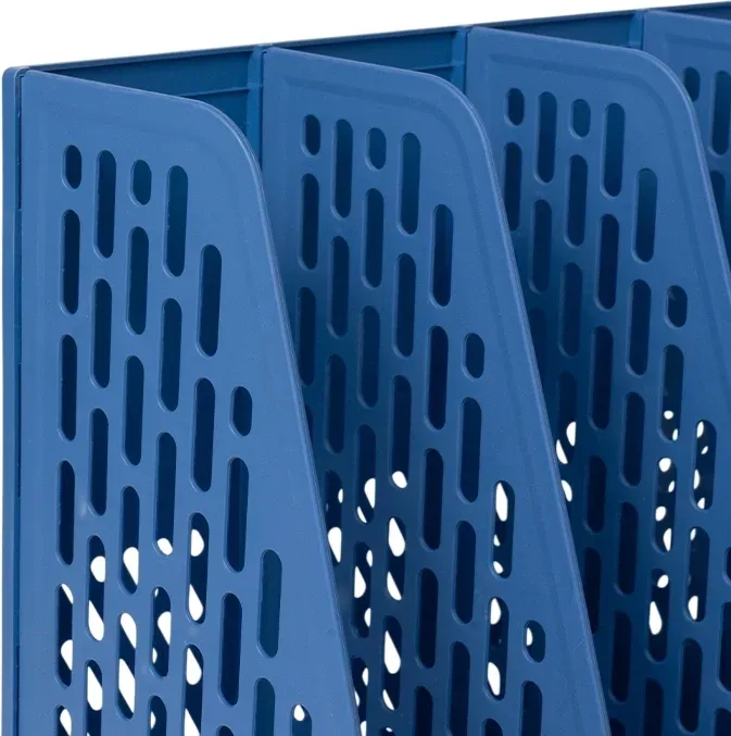 Лоток вертикальный Deli E9844 BLUE 4отд. сборный для бумаг 325x257x275мм синий пластик пластиковый пакет - фото 8