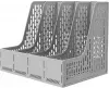 Лоток вертикальный Deli E9844 GREY 4отд. сборный для бумаг 325x257x275мм серый пластик - фото 5