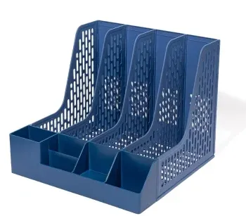 Лоток вертикальный Deli E9849 BLUE 4отд. сборный для бумаг 325x320x275мм синий пластик пластиковый пакет - фото 7