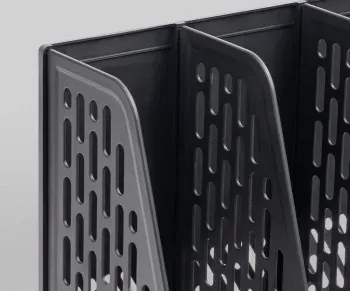 Лоток вертикальный Deli E9849 BLACK 4отд. сборный для бумаг 325x320x275мм черный пластик пластиковый пакет - фото 6