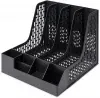 Лоток вертикальный Deli E9849 BLACK 4отд. сборный для бумаг 325x320x275мм черный пластик пластиковый пакет - фото 7