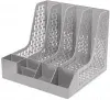 Лоток вертикальный Deli E9849 GREY 4отд. сборный для бумаг 325x320x275мм серый пластик пластиковый пакет - фото 7
