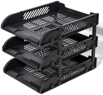 Лоток горизонтальный Deli E9213 BLACK сборный для бумаг 325x241x155мм черный пластик упак.:3шт пластиковый пакет - фото 7