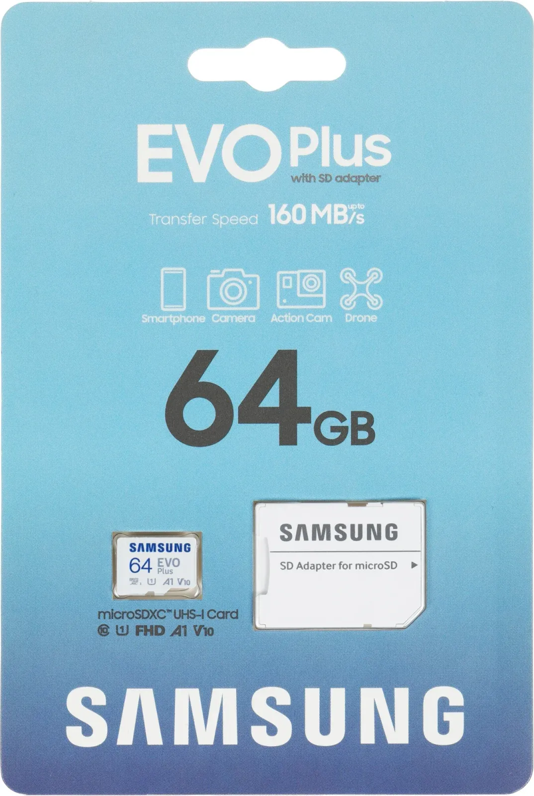 Флеш карта microSDXC 64GB Samsung MB-MC64SA EVO Plus + adapter - фото 2