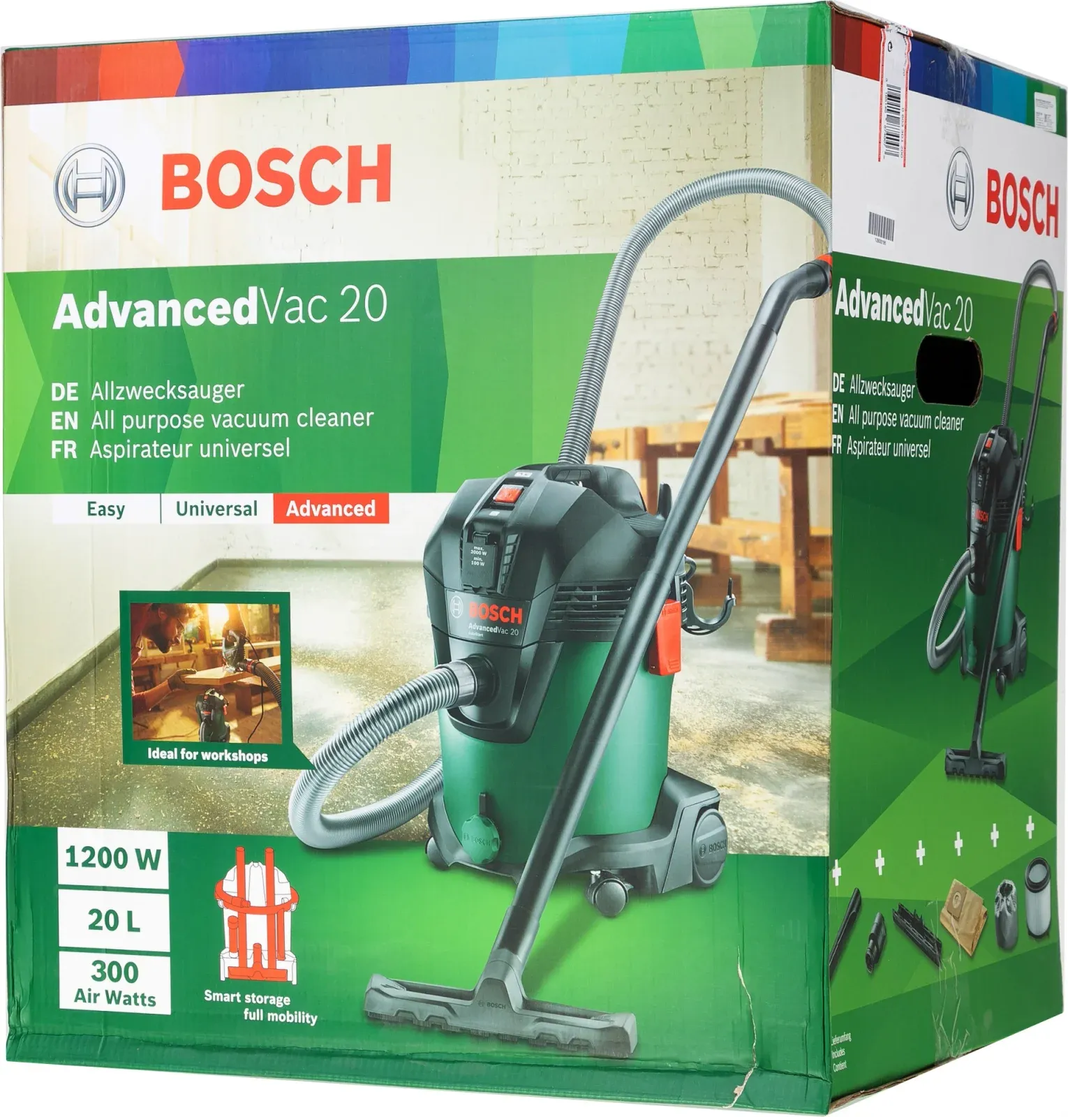 Строительный пылесос Bosch AdvancedVac20 1200Вт уборка: сухая/влажная/выдув зеленый - фото 6