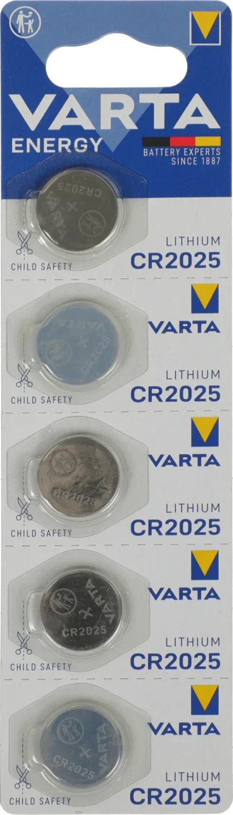 Батарея Varta Energy CR2025 BL5 Lithium 3V CR2025 5шт блистер - фото 1