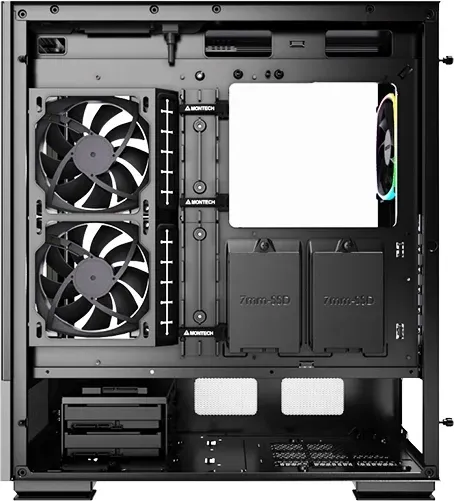 Корпус Montech Sky Two черный без БП ATX 3x140mm 2xUSB3.0 audio bott PSU - фото 6