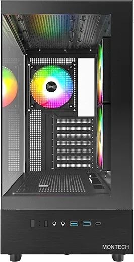 Корпус Montech XR черный без БП ATX 3x120mm 2xUSB3.0 audio bott PSU - фото 2