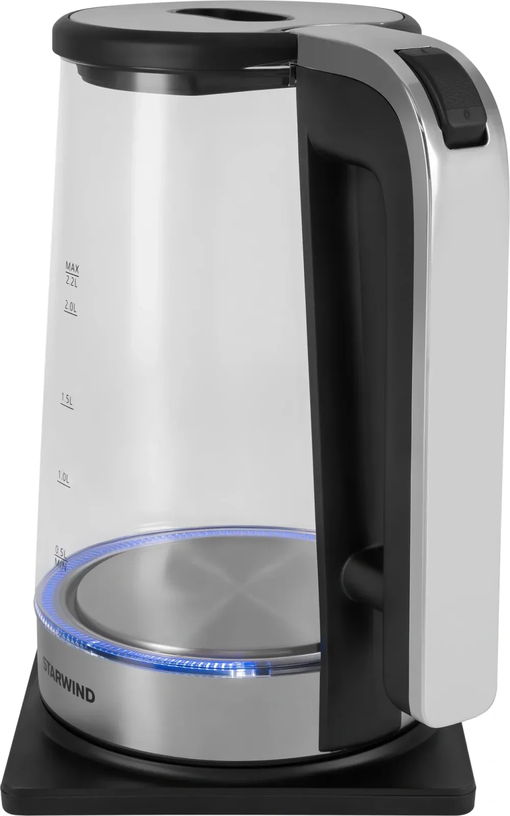 Чайник электрический Starwind SKG4043 2.2л. 1800Вт черный/серебристый корпус: стекло - фото 3