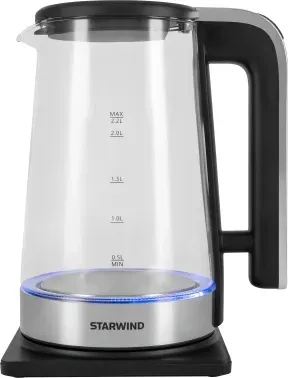 Чайник электрический Starwind SKG4043 2.2л. 1800Вт черный/серебристый корпус: стекло - фото 8