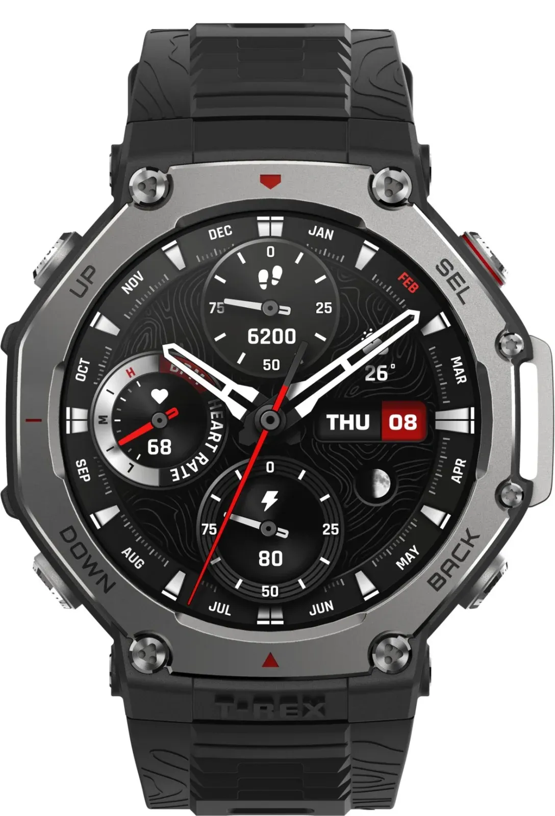Смарт-часы Amazfit T-Rex 3 A2323 48.5мм 1.5 AMOLED корп.темно-серый рем.темно-серый разм.брасл.:145-210мм 6970100374896 - фото 2