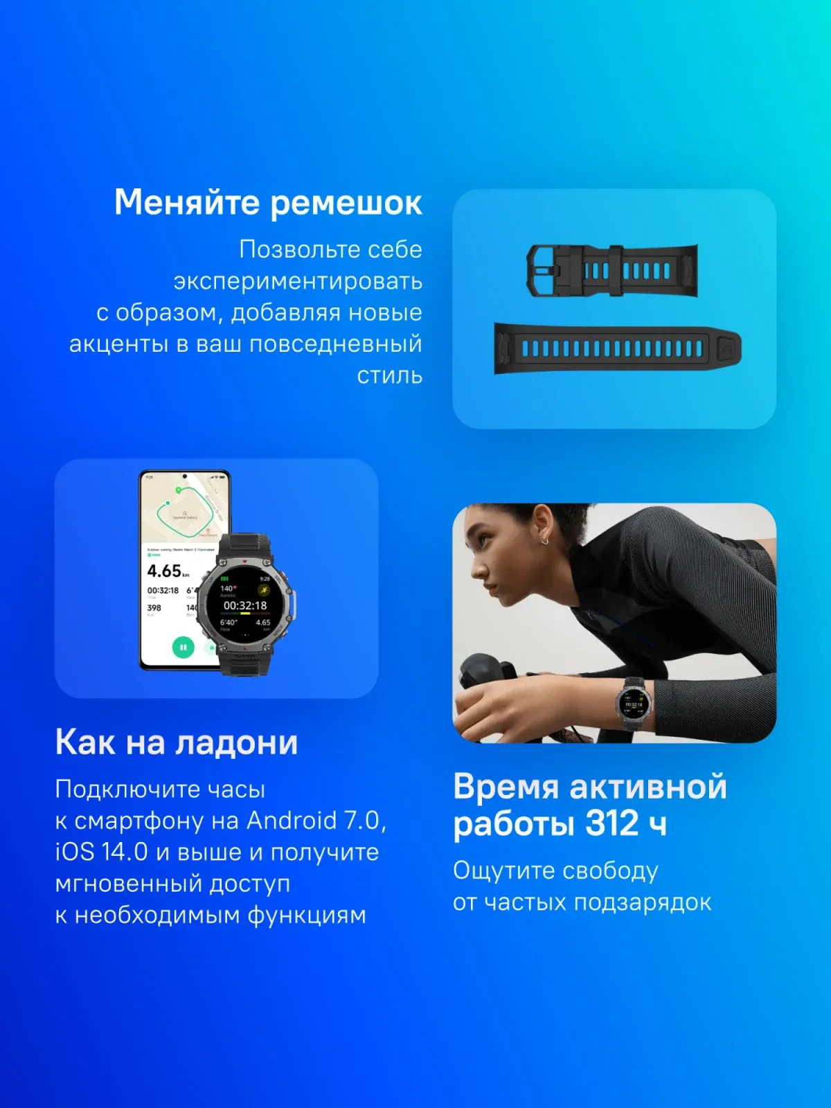Смарт-часы Amazfit T-Rex 3 A2323 48.5мм 1.5 AMOLED корп.темно-серый рем.темно-серый разм.брасл.:145-210мм 6970100374896 - фото 8
