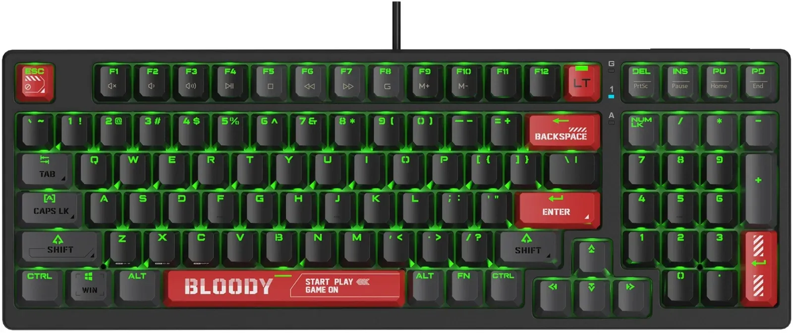 Клавиатура A4Tech AT98 черный/красный USB for gamer LED кабель 1.8м - фото 5
