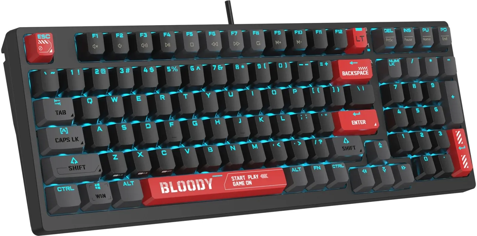 Клавиатура A4Tech AT98 черный/красный USB for gamer LED кабель 1.8м - фото 8