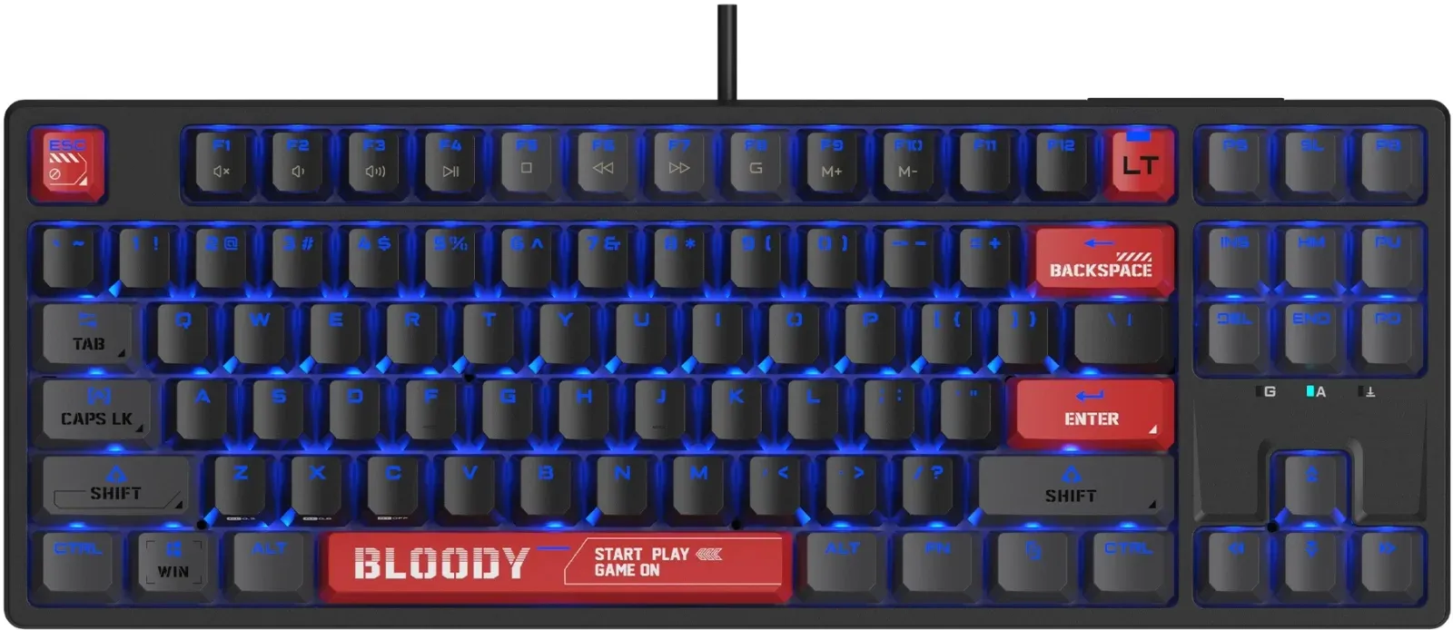 Клавиатура A4Tech AT87 черный/красный USB for gamer LED кабель 1.8м - фото 3