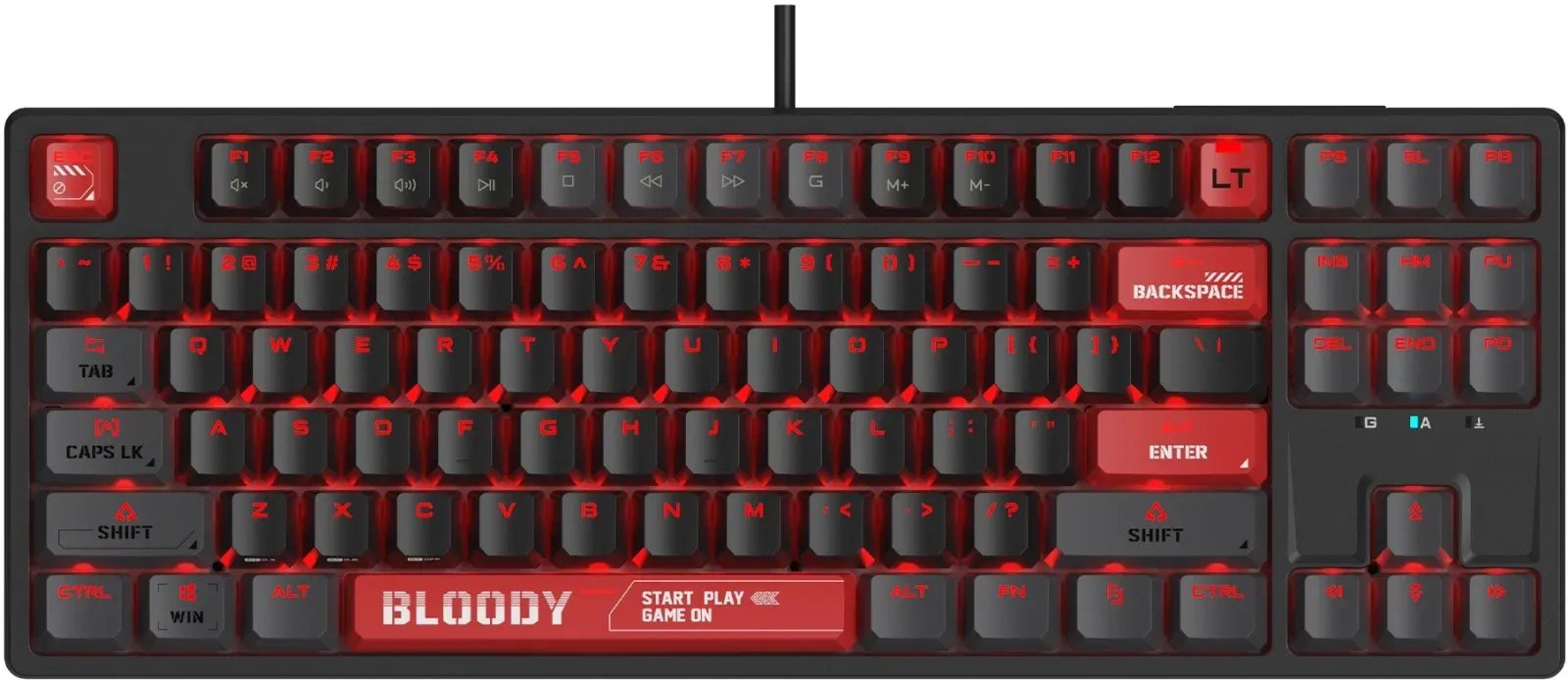 Клавиатура A4Tech AT87 черный/красный USB for gamer LED кабель 1.8м - фото 6
