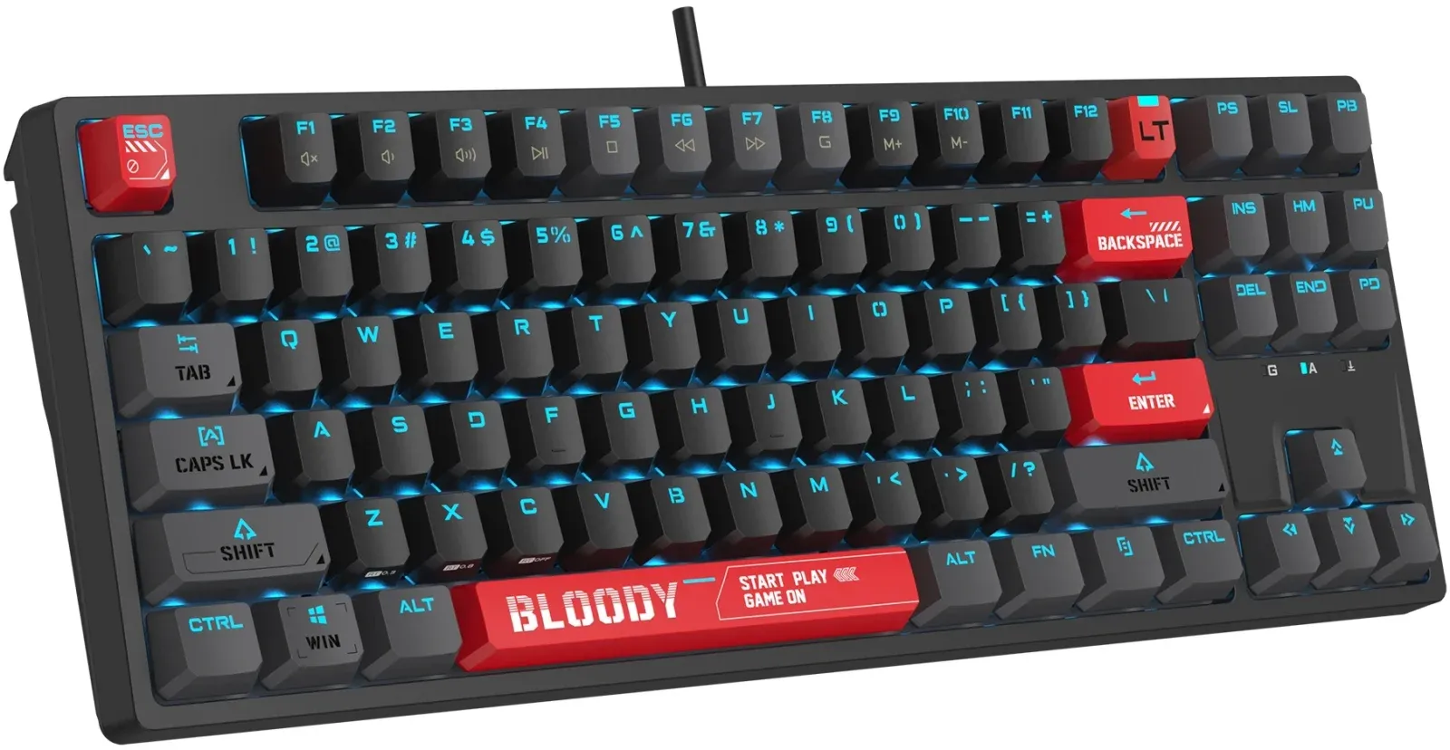 Клавиатура A4Tech AT87 черный/красный USB for gamer LED кабель 1.8м - фото 8