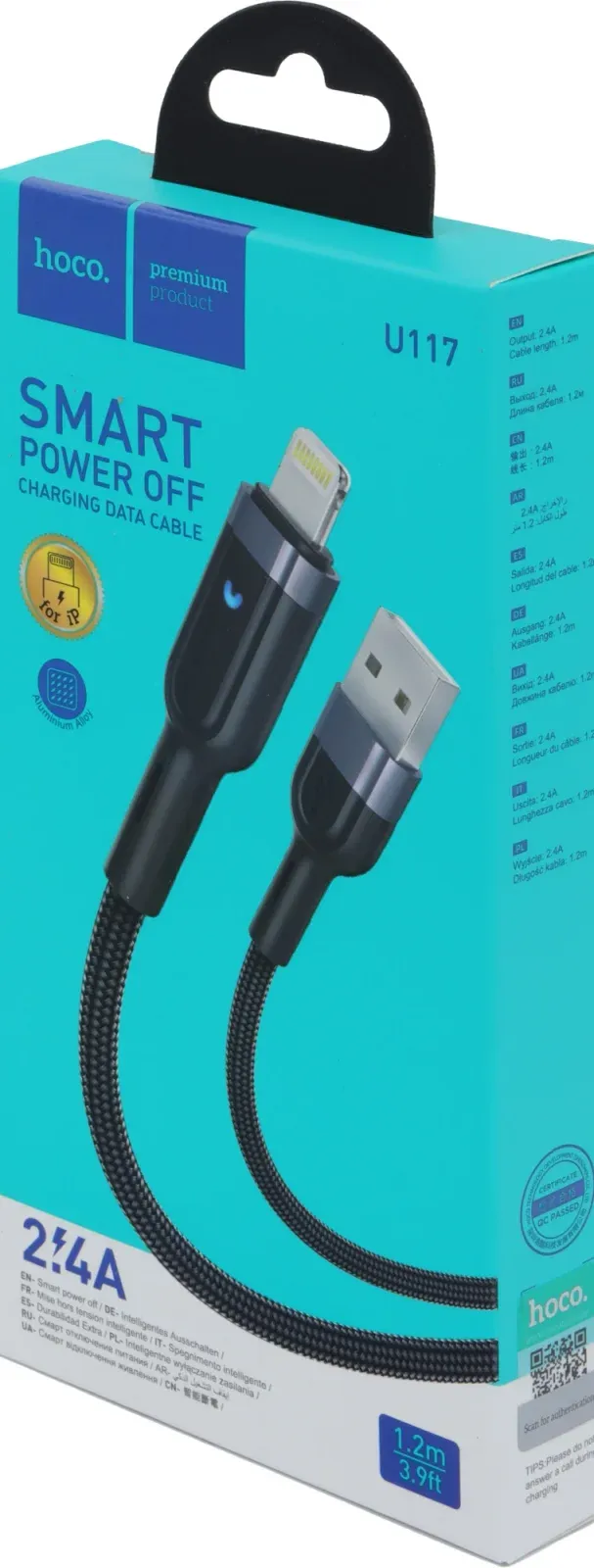 Кабель Hoco U117 IP01481 USB m-Lightning m 1.2м черный - фото 4