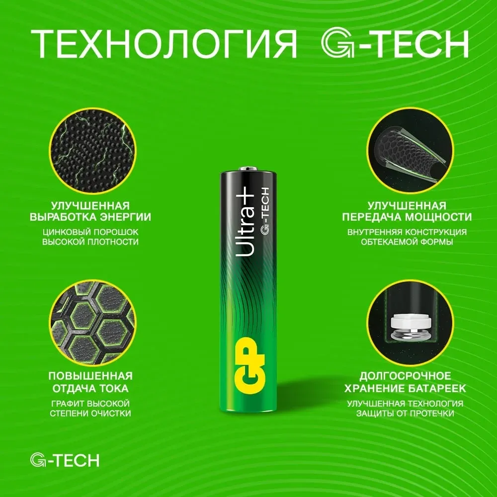 Батарея GP Ultra Plus Alkaline 24AUPA21-2CRB8 AAA 8шт блистер - фото 6