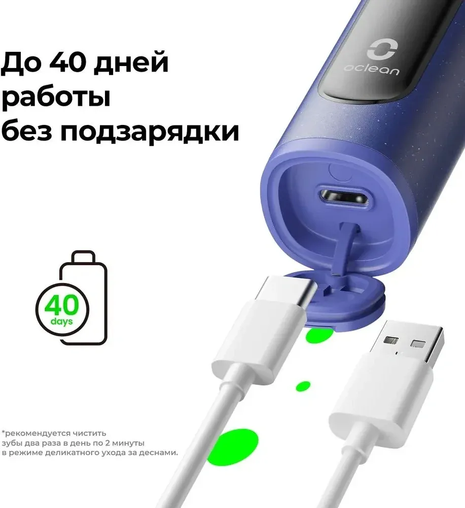 Набор электрических зубных щеток Oclean X Lite Duo Set N1801 синий/серый - фото 4