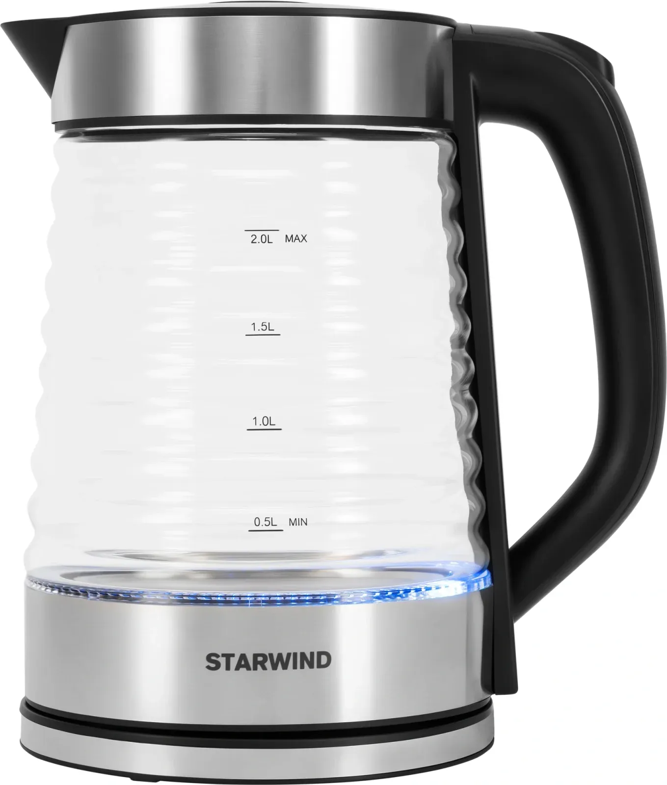 Чайник электрический Starwind SKG2111 2л. 1800Вт черный/прозрачный корпус: стекло - фото 2