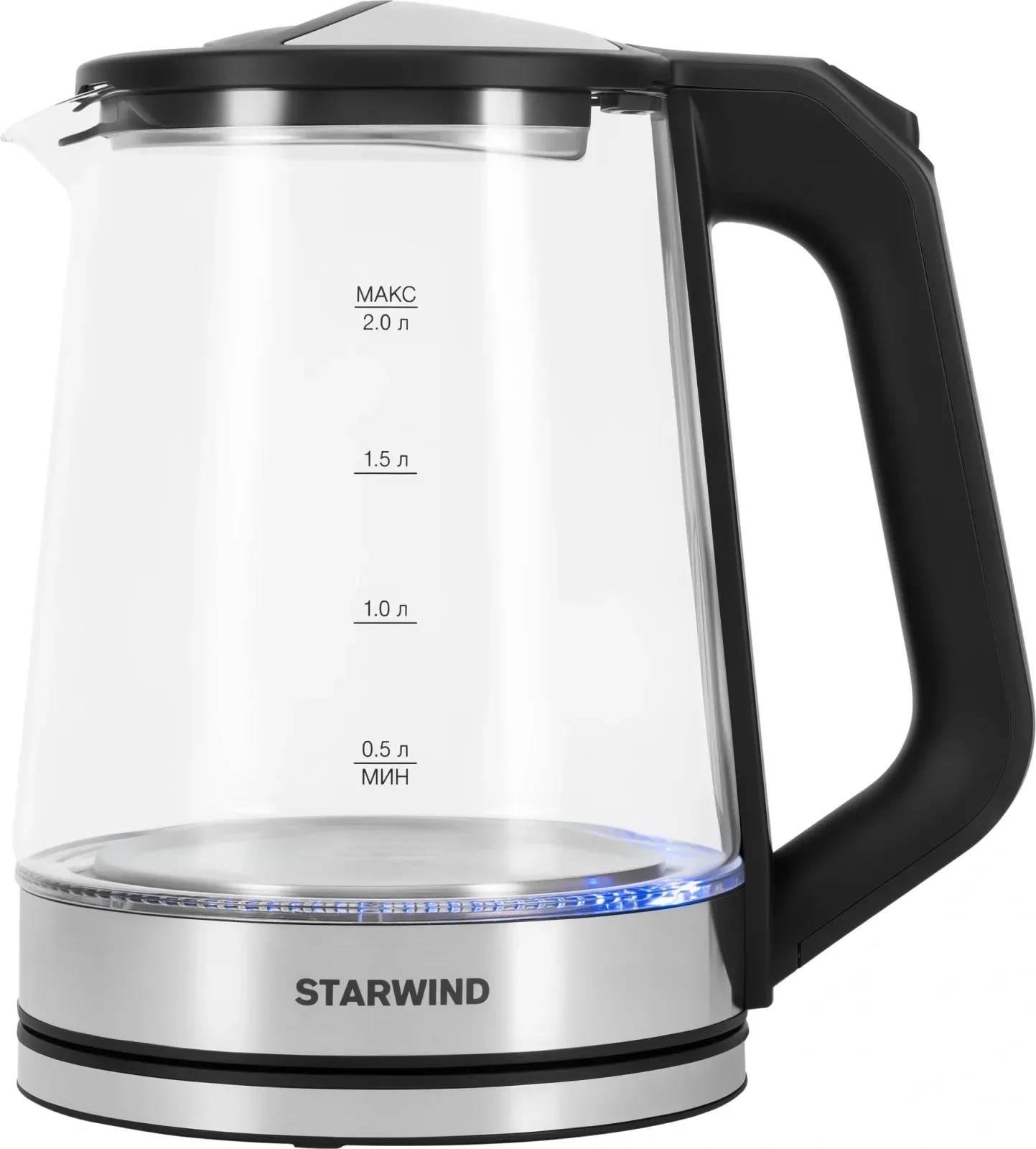 Чайник электрический Starwind SKG2112 2л. 1800Вт черный/прозрачный корпус: стекло - фото 2