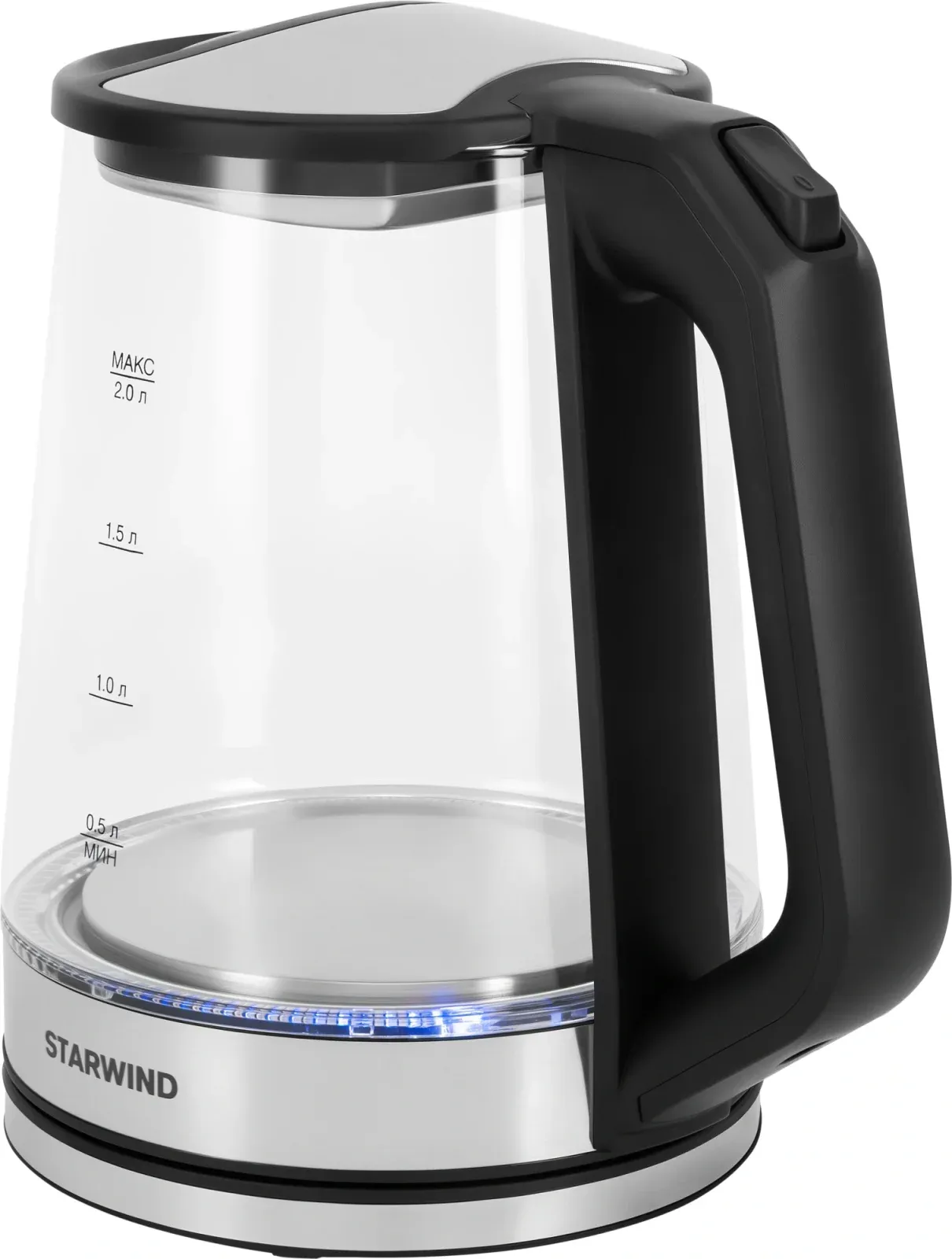 Чайник электрический Starwind SKG2112 2л. 1800Вт черный/прозрачный корпус: стекло - фото 4