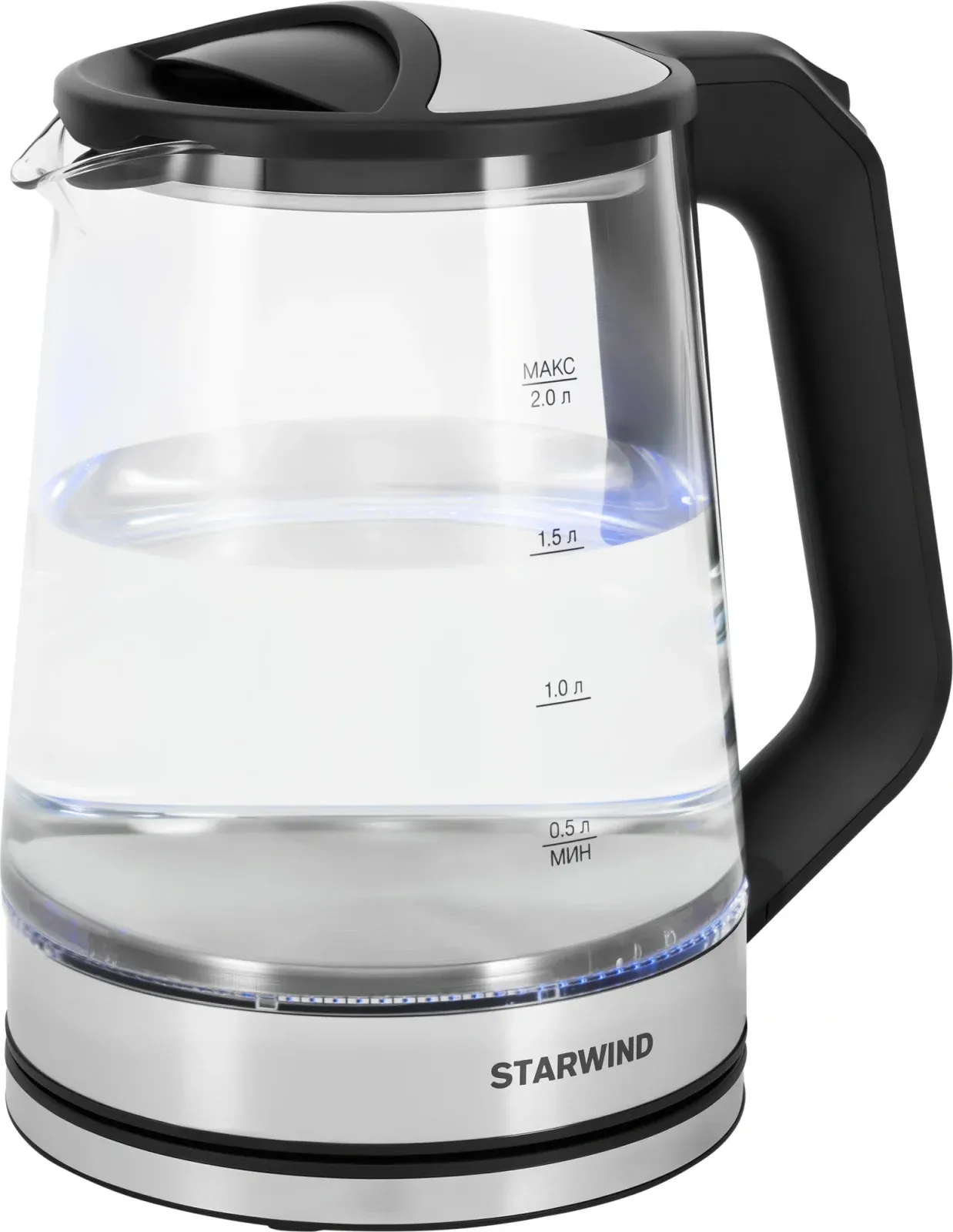 Чайник электрический Starwind SKG2112 2л. 1800Вт черный/прозрачный корпус: стекло - фото 5