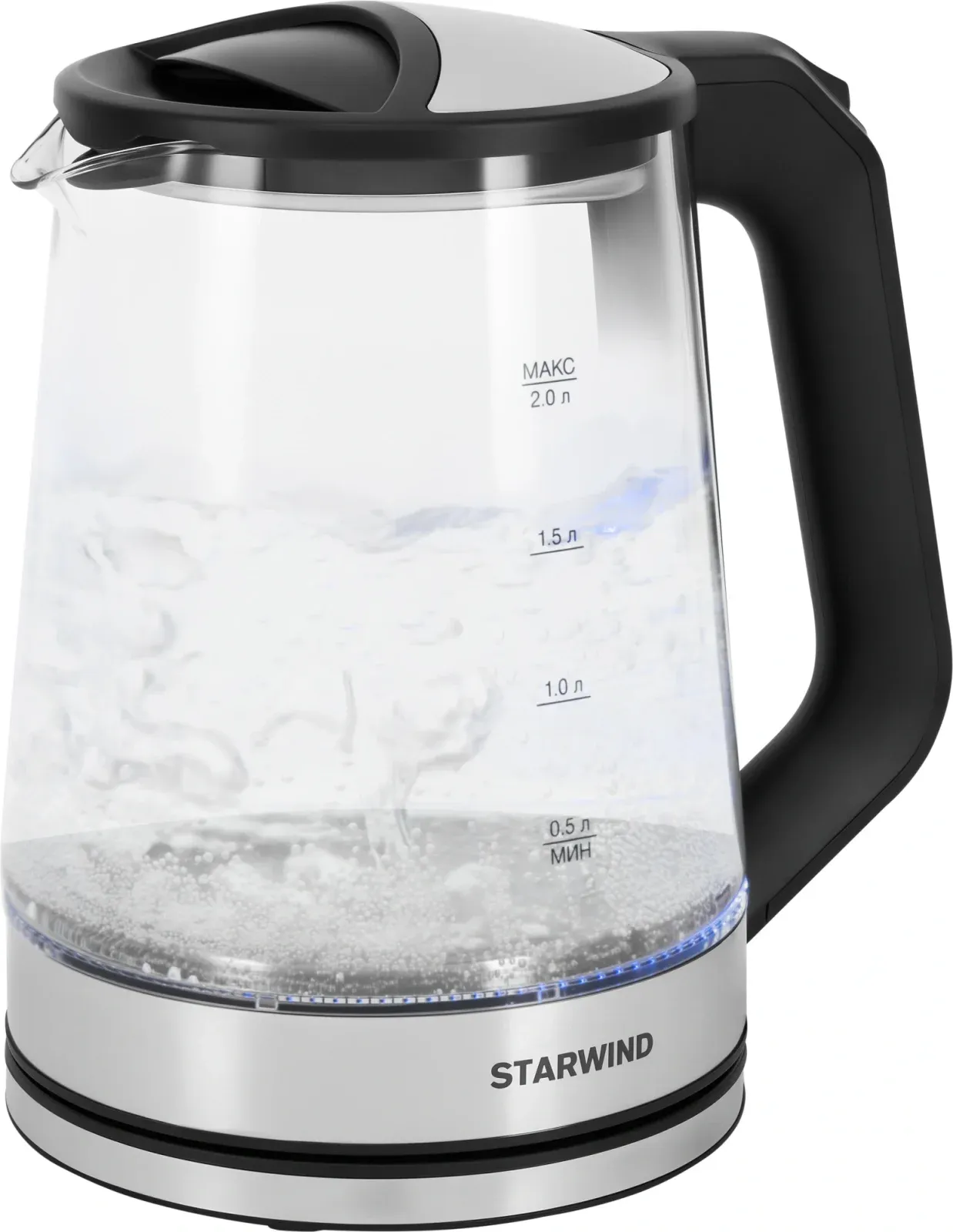 Чайник электрический Starwind SKG2112 2л. 1800Вт черный/прозрачный корпус: стекло - фото 6