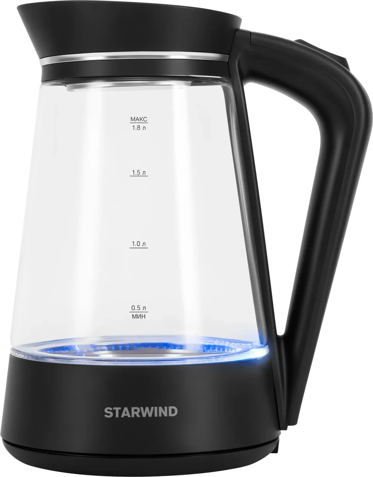 Чайник электрический Starwind SKG2116 1.8л. 1700Вт черный/прозрачный корпус: стекло - фото 2