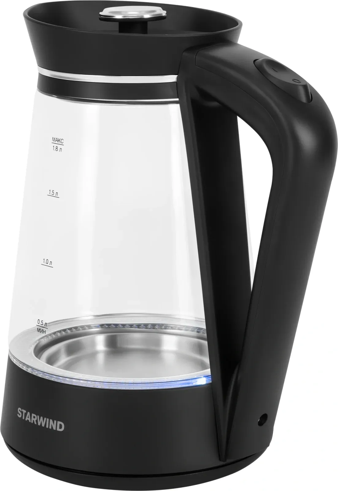 Чайник электрический Starwind SKG2116 1.8л. 1700Вт черный/прозрачный корпус: стекло - фото 4