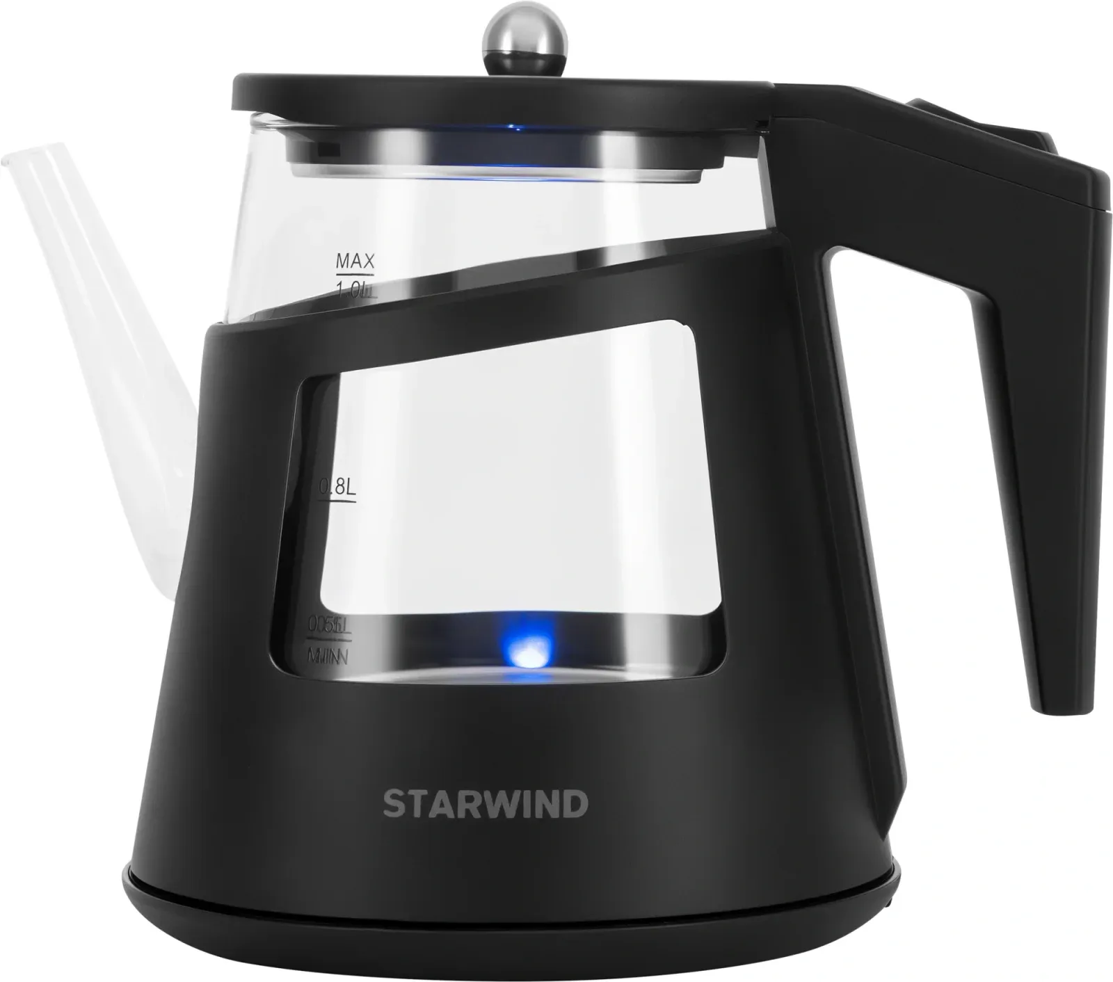 Чайник электрический Starwind SKG2113 1л. 1000Вт черный/прозрачный корпус: стекло - фото 2