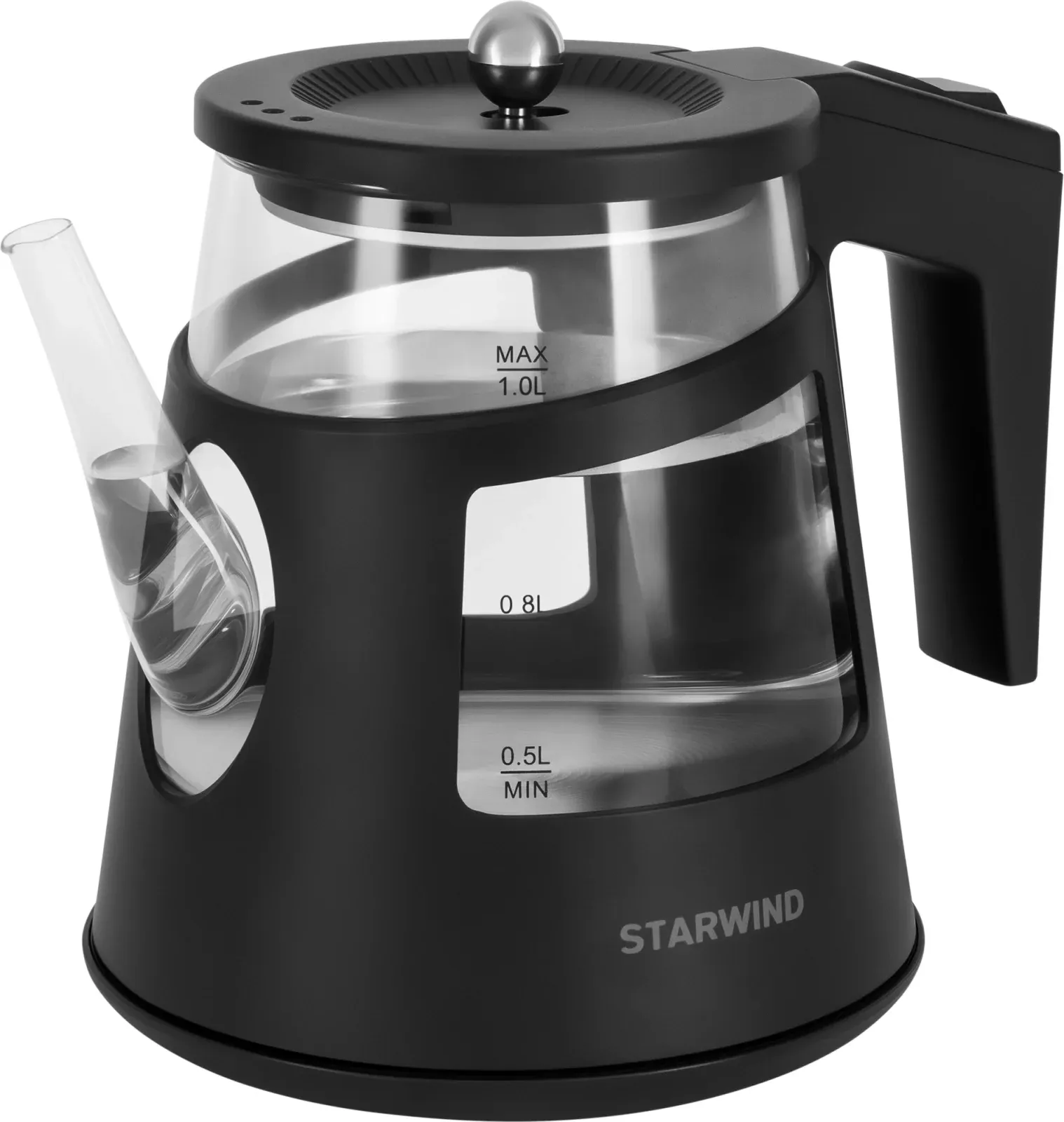 Чайник электрический Starwind SKG2113 1л. 1000Вт черный/прозрачный корпус: стекло - фото 5