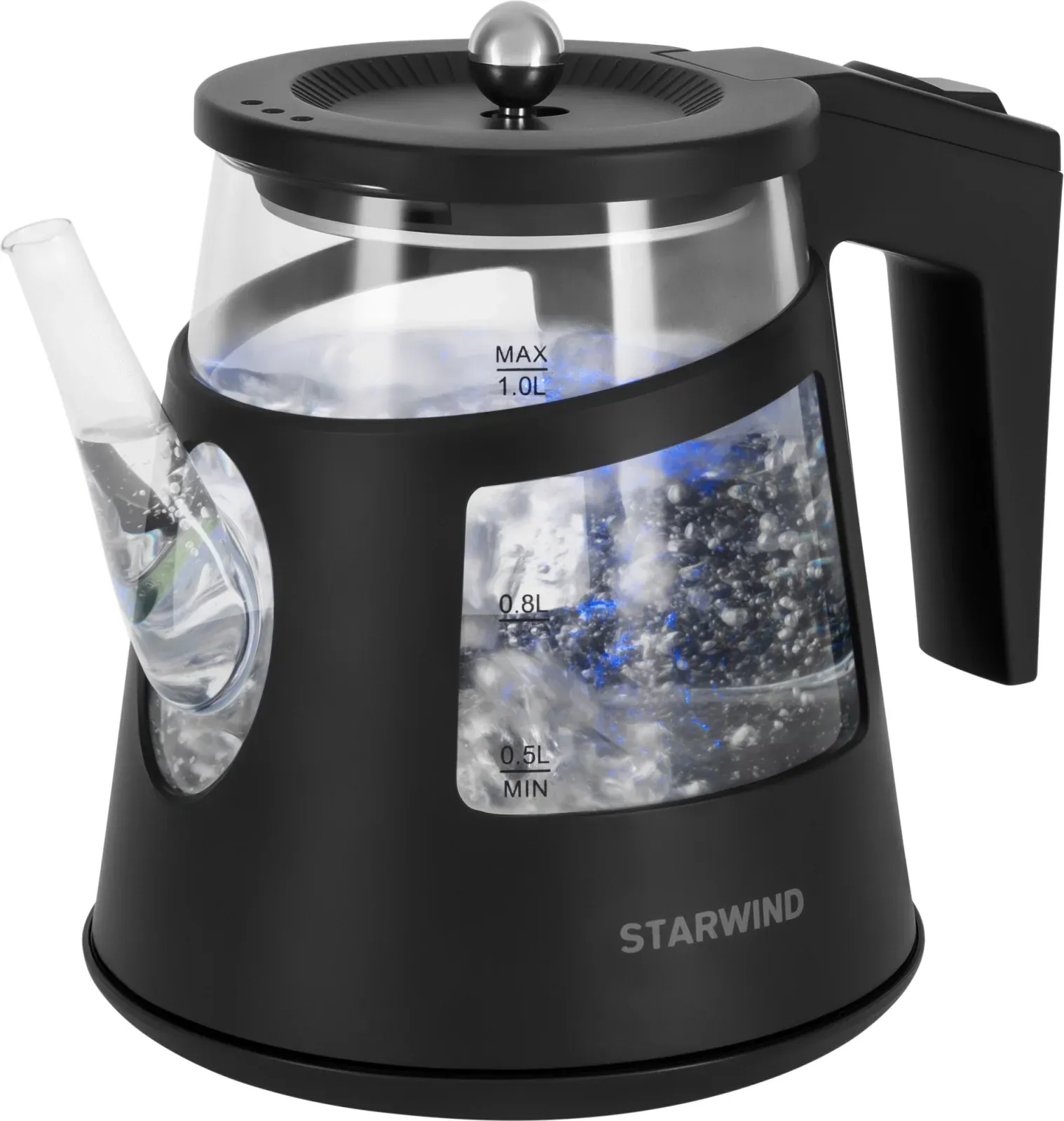 Чайник электрический Starwind SKG2113 1л. 1000Вт черный/прозрачный корпус: стекло - фото 6