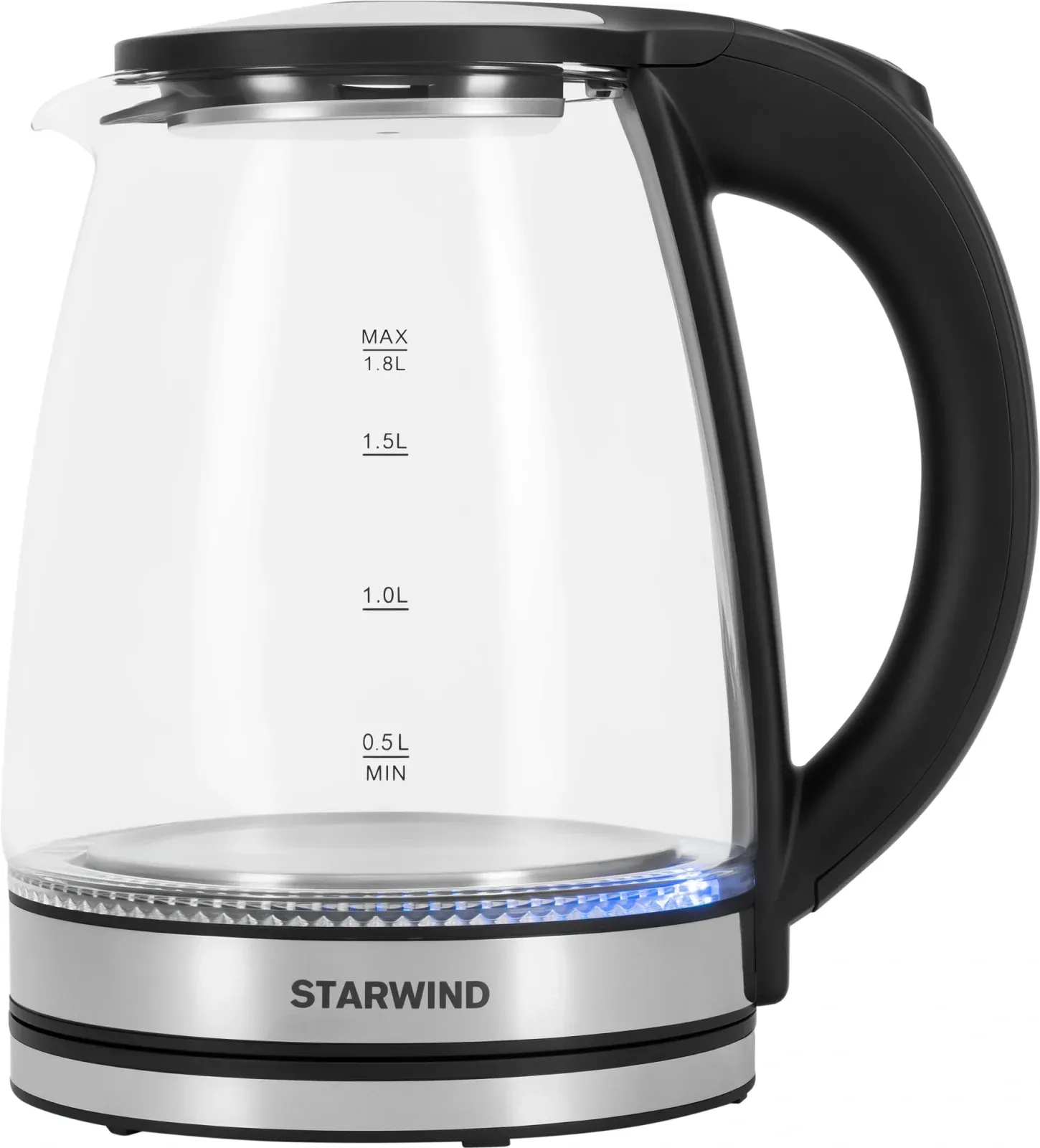Чайник электрический Starwind SKG2114 1.8л. 1800Вт черный/прозрачный корпус: стекло - фото 2