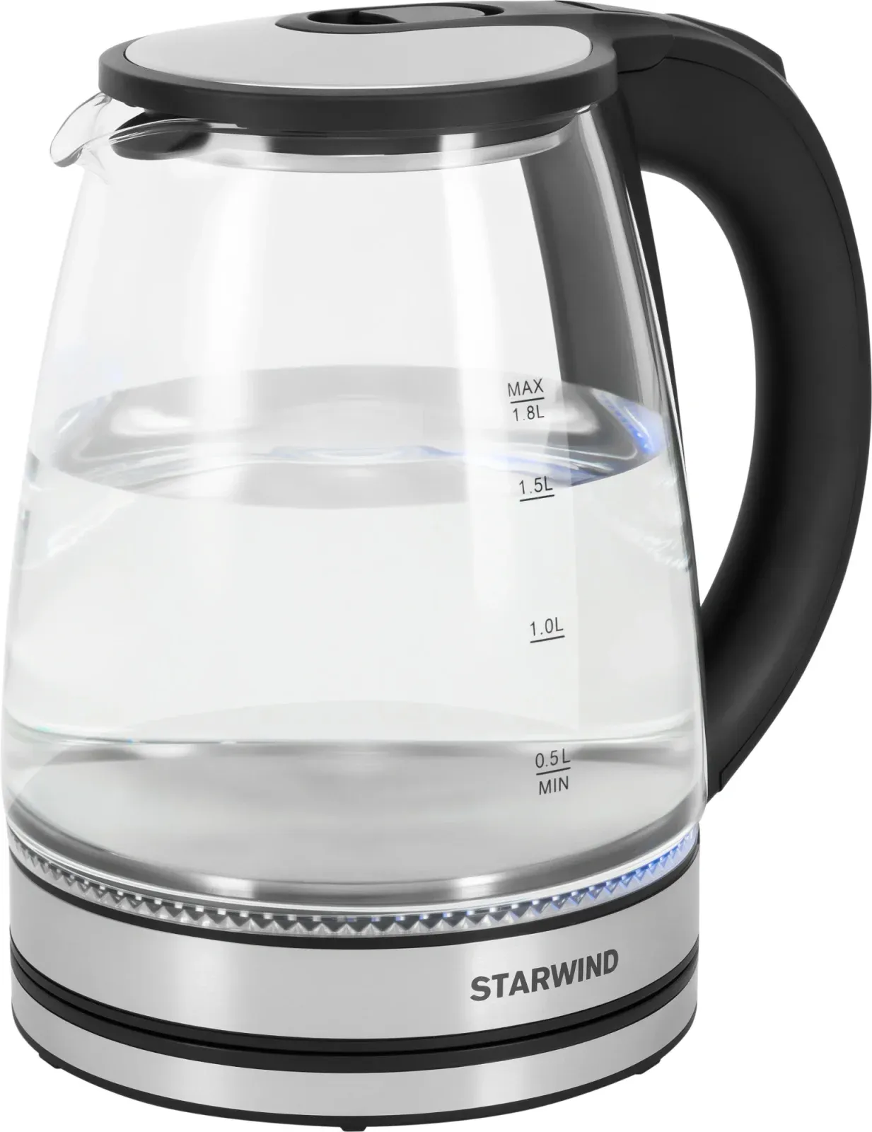 Чайник электрический Starwind SKG2114 1.8л. 1800Вт черный/прозрачный корпус: стекло - фото 5