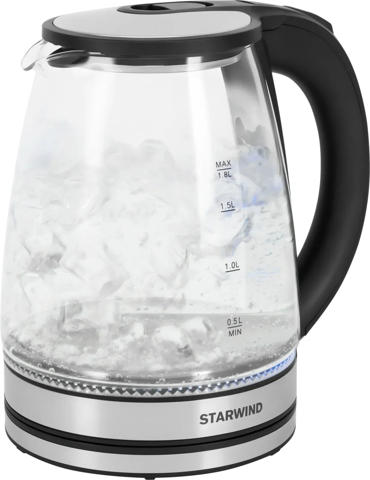 Чайник электрический Starwind SKG2114 1.8л. 1800Вт черный/прозрачный корпус: стекло - фото 6