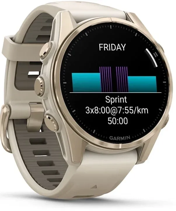 Смарт-часы Garmin Fenix 8 43мм 1.3 AMOLED корп.золотистый рем.серый разм.брасл.:108-182мм 010-02903-11 - фото 3