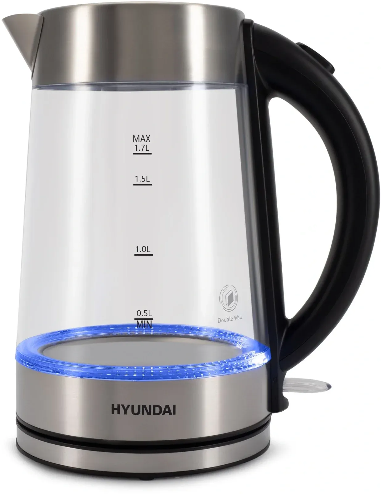 Чайник электрический Hyundai HYK-G7405 1.7л. 2200Вт черный/серебристый корпус: стекло - фото 3