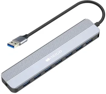 Разветвитель USB 3.0 Origo OU2270P 7порт. серебристый OU2270P/A1A - фото 2