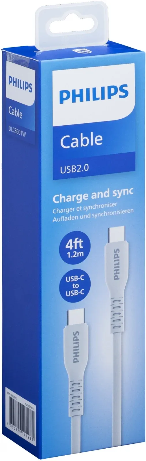 Кабель Philips DLC8601 USB Type-C m-USB Type-C m 1.2м белый коробка упак.:1шт - фото 3