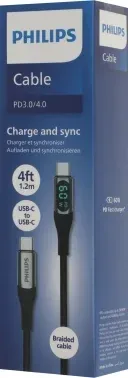 Кабель Philips DLC9060 USB Type-C m-USB Type-C m 1.2м черный коробка упак.:1шт - фото 6