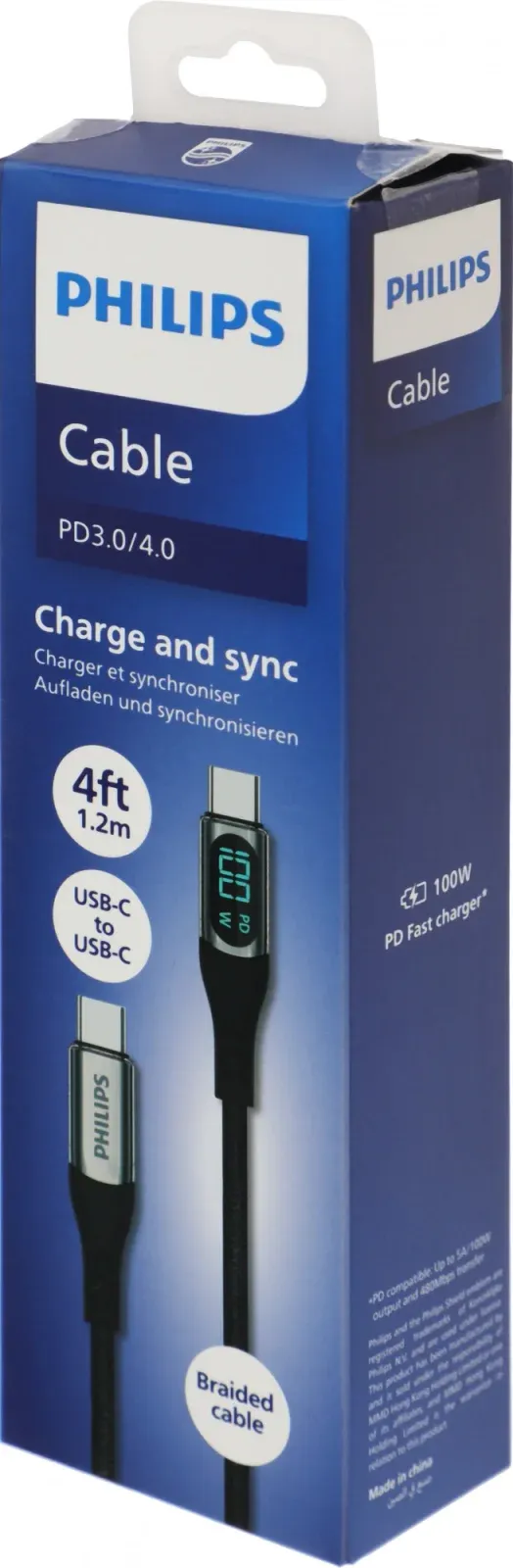 Кабель Philips DLC9100 USB Type-C m-USB Type-C m 1.2м черный коробка упак.:1шт - фото 3